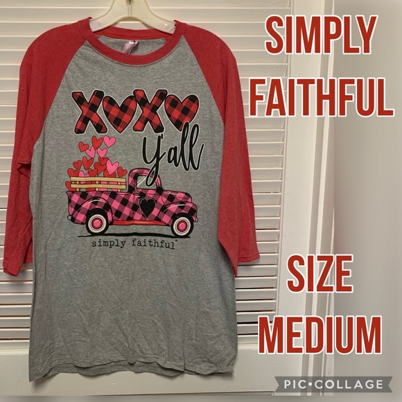 Simply Faithful raglan tee Medium NWT - Picture 1 of 6